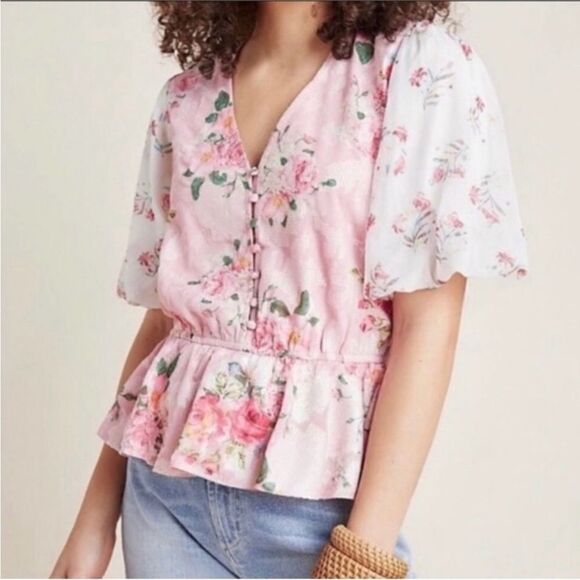 Hemant & Nandita Floral print embroidered top, XS - Picture 1 of 10